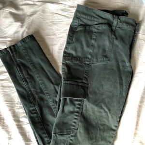 WHBM Olive Skinny’s with Ankle Zipper